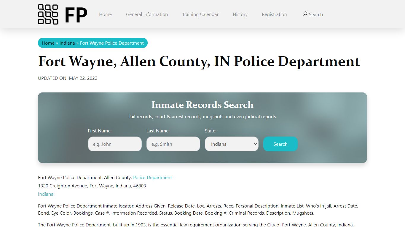 Fort Wayne, IN Police - City Jail Inmates, Arrests